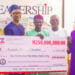 L-R: Uncle to the beneficiary, Abba Tukur; general manager, Arewa Radio Station Kano, Shehu Bala Kabara; Editor-in-Chief/senior vice chairman, LEADERSHIP Group Ltd, Azu Ishiekwene; beneficiary, Auwalu Salisu; vice chairman, LEADERSHIP Group Ltd, Mike Okpere; group managing director, LEADERSHIP, Muazu Elazeh and director, LEADERSHIP, Abraham Nda-Isaiah, during the handover of N250 million donated by Niger State Governor Mohammed Umar Bago, to Auwalu Salisu, a Keke rider who returned huge money to his passenger, at LEADERSHIP headquarters in Abuja, yesterday. PHOTO BY REUBEN OJOAJOGWU GAD